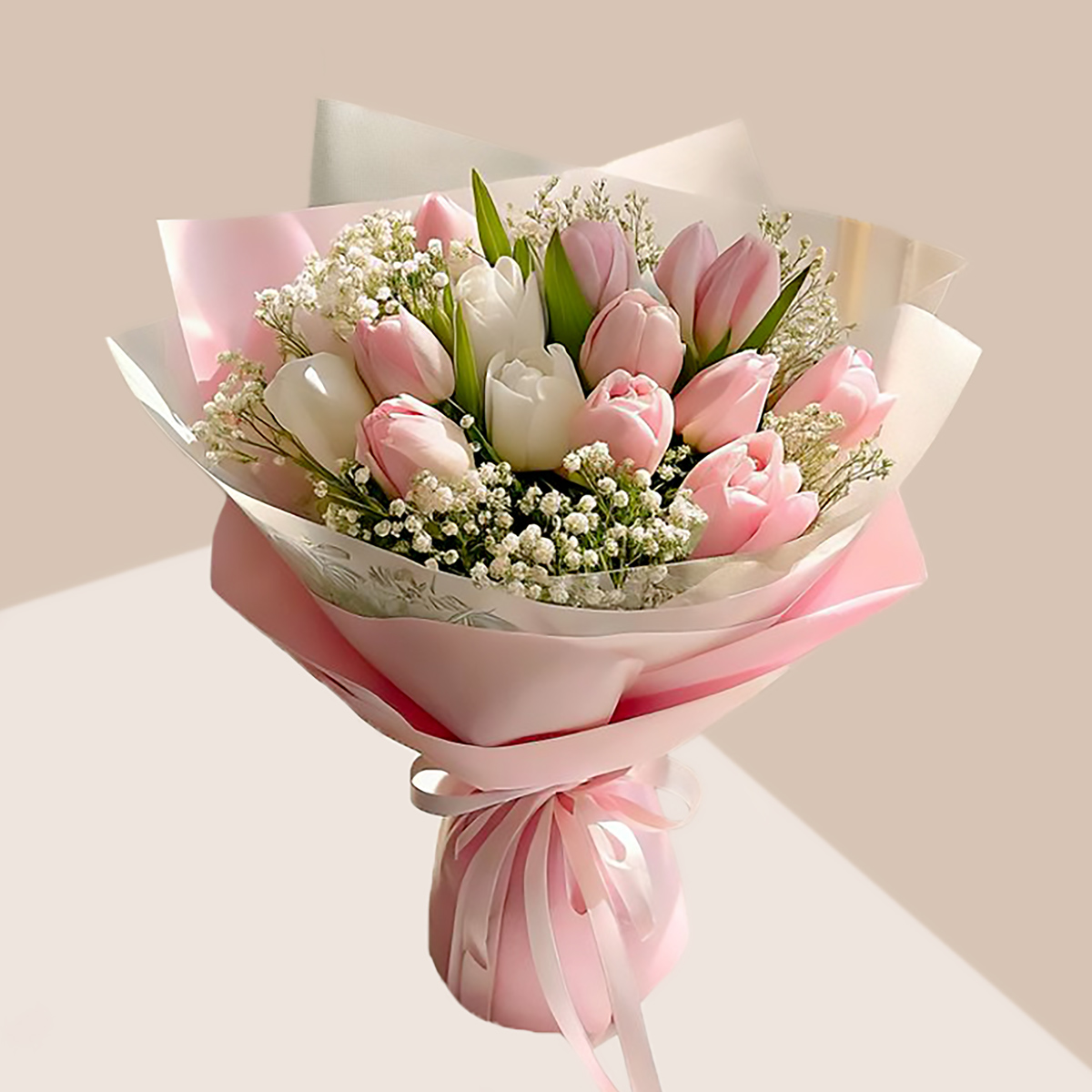 Pink and white rose bouquet