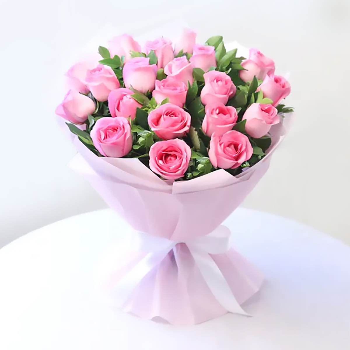 Pink roses with pink bouquet